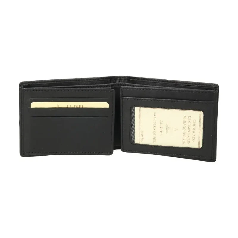 Cartera de Piel Hombre J.L Piel Clasic Negra 14 Tarjetas RFID