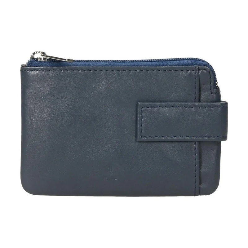 Monedero de Piel para Hombre J.L. Piel con Tarjetero y Llavero - Azul Marino