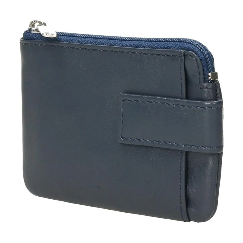 Monedero de Piel para Hombre J.L. Piel con Tarjetero y Llavero - Azul Marino