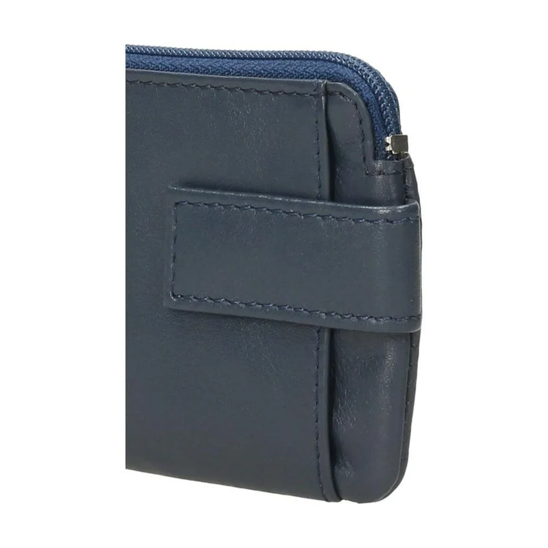 Monedero de Piel para Hombre J.L. Piel con Tarjetero y Llavero - Azul Marino