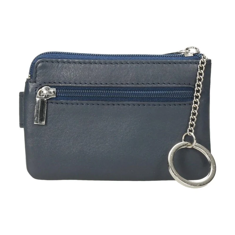 Monedero de Piel para Hombre J.L. Piel con Tarjetero y Llavero - Azul Marino