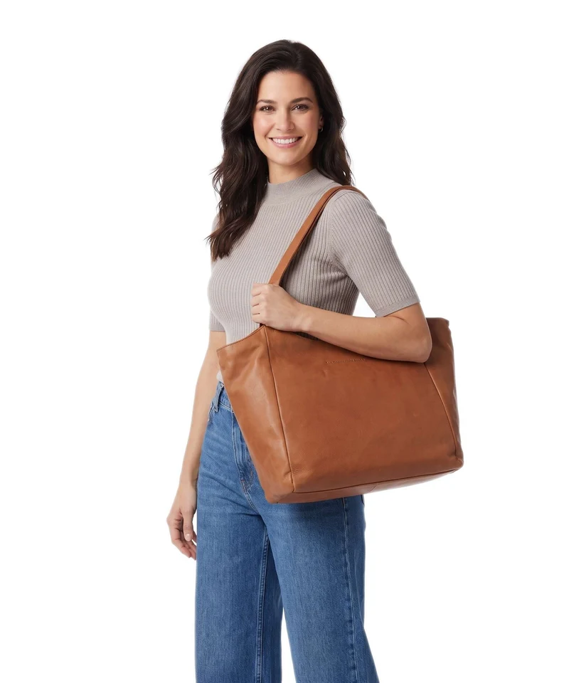 The Chesterfield Brand Wax Pull Up Cow Mireya Bolsa shopping cognac