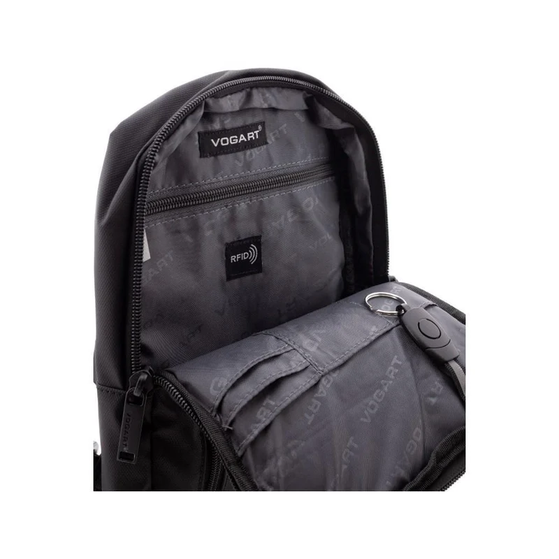 Bolso Cruzado Vogart de Nylon Resinado con RFID - Dark