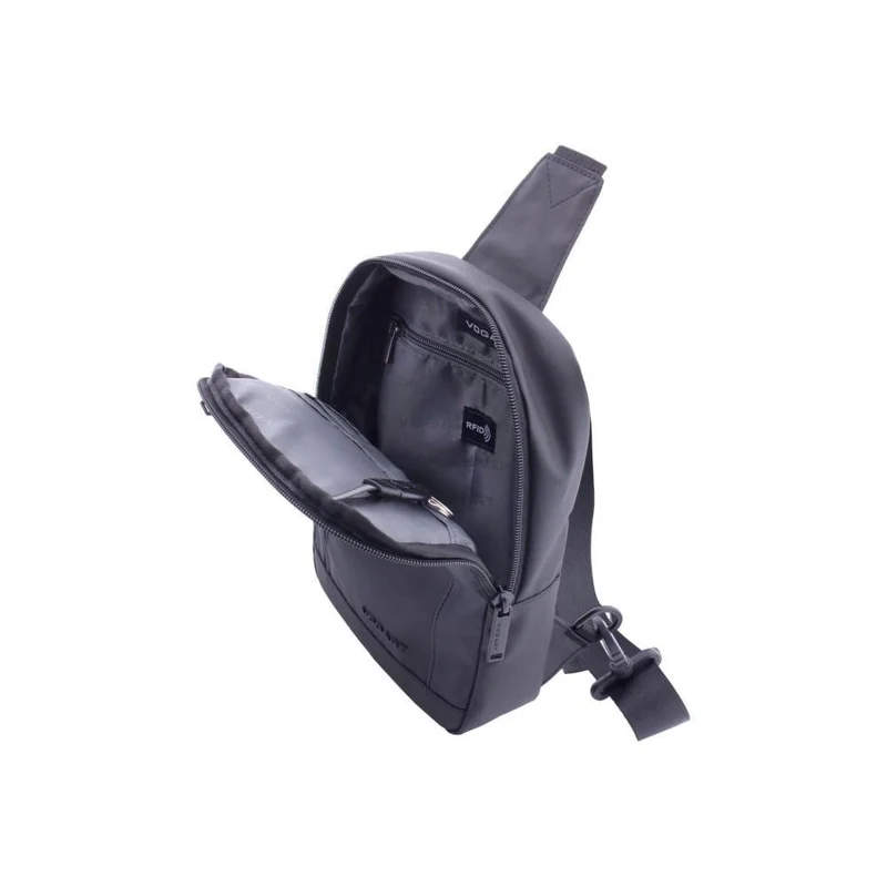Bolso Cruzado Vogart de Nylon Resinado con RFID - Dark