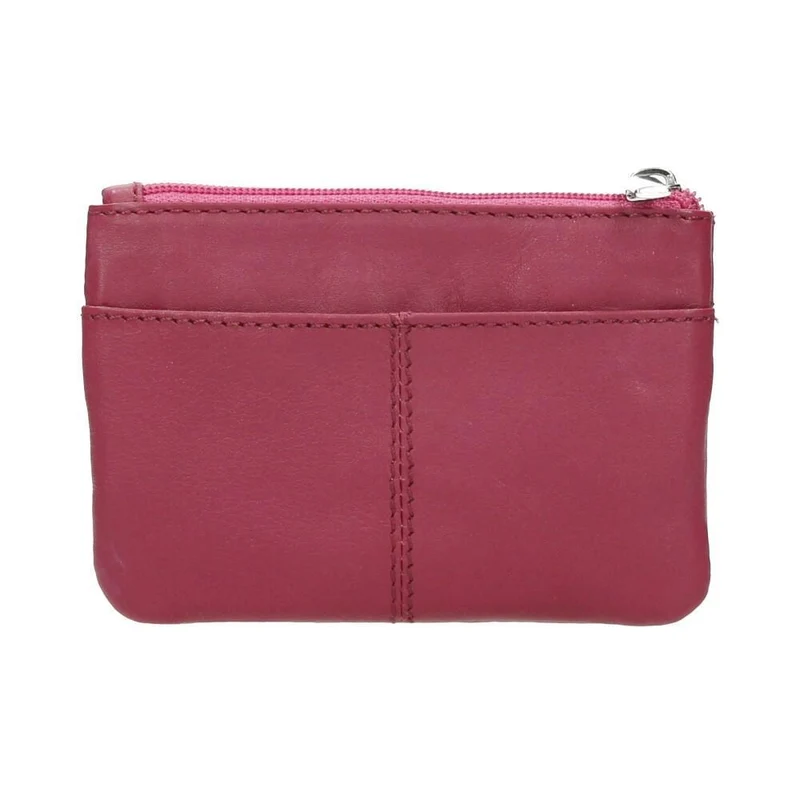 Monedero de Piel para Mujer J.L. Piel con Llavero y Doble Cremallera - Fucsia