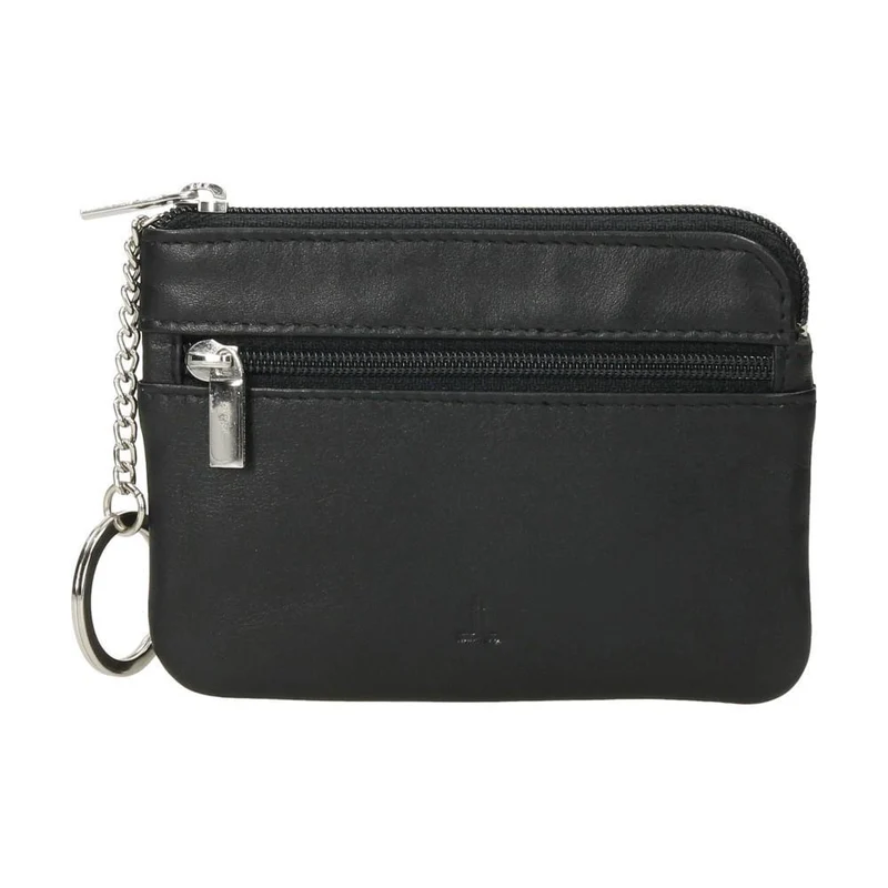 Monedero de Piel J.L Piel Negro Triple Cremallera con RFID