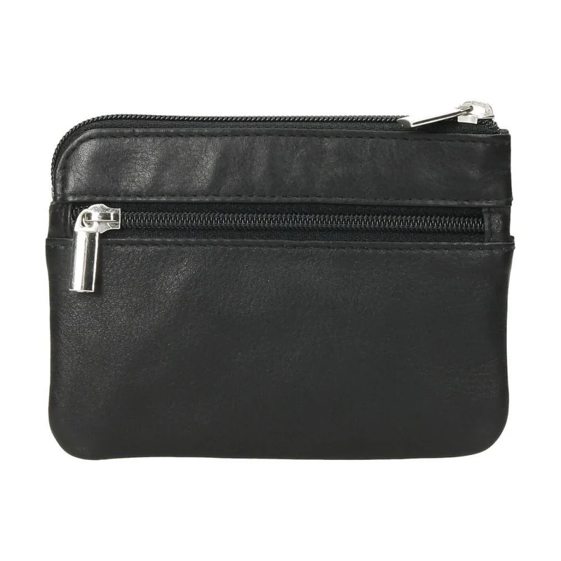Monedero de Piel J.L Piel Negro Triple Cremallera con RFID