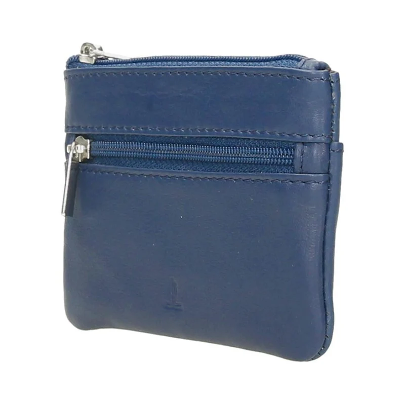 Monedero de Piel para Hombre J.L. Piel con Llavero y Doble Cremallera - Azul Marino