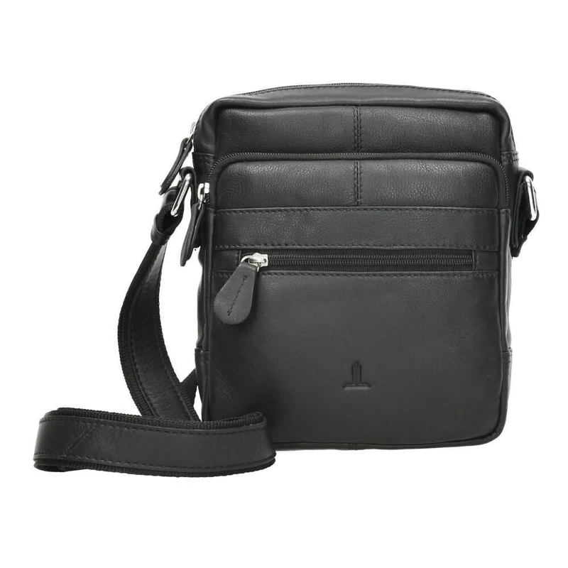 Bolso de Hombre de Piel J.L Piel Negro Bandolera