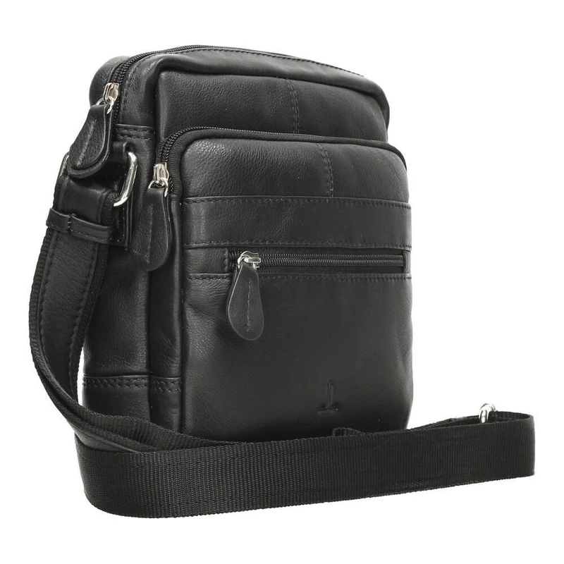 Bolso de Hombre de Piel J.L Piel Negro Bandolera
