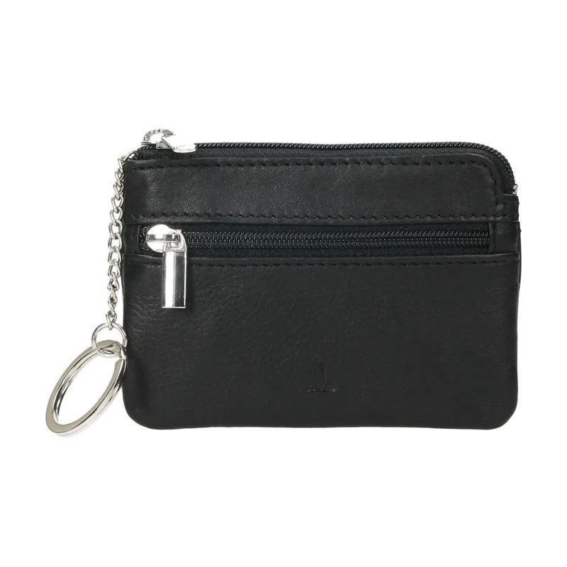 Monedero de Piel para Hombre J.L. Piel con Llavero y Doble Cremallera - Negro