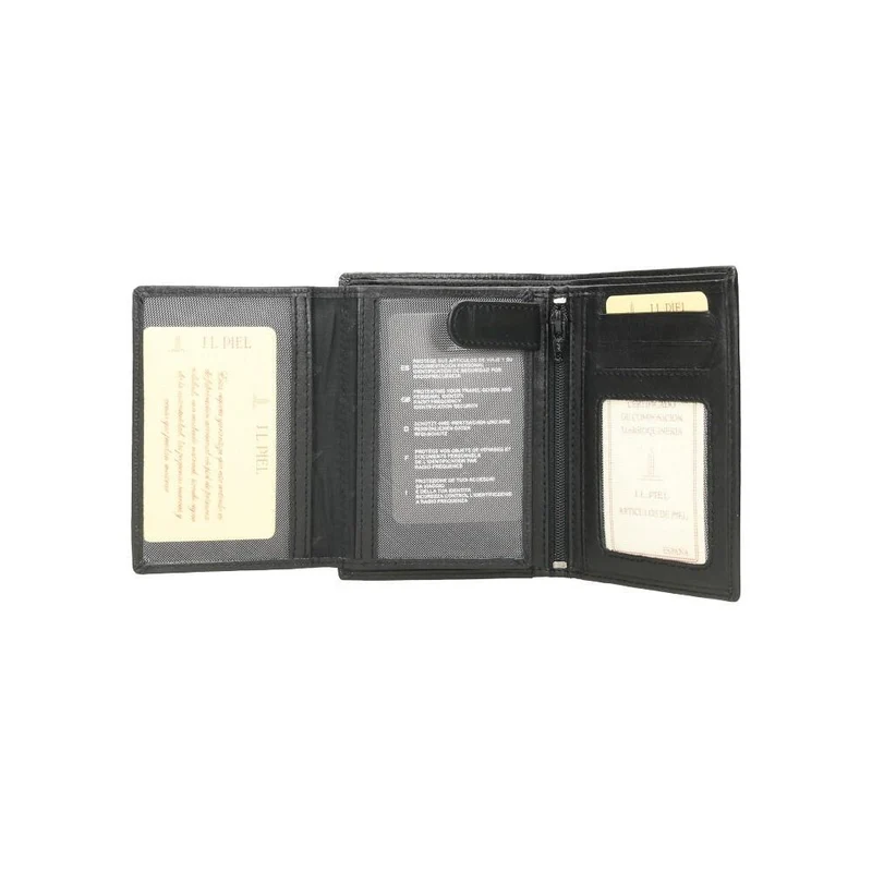 Cartera de Piel Hombre J.L Piel Negra XL Vertical con RFID