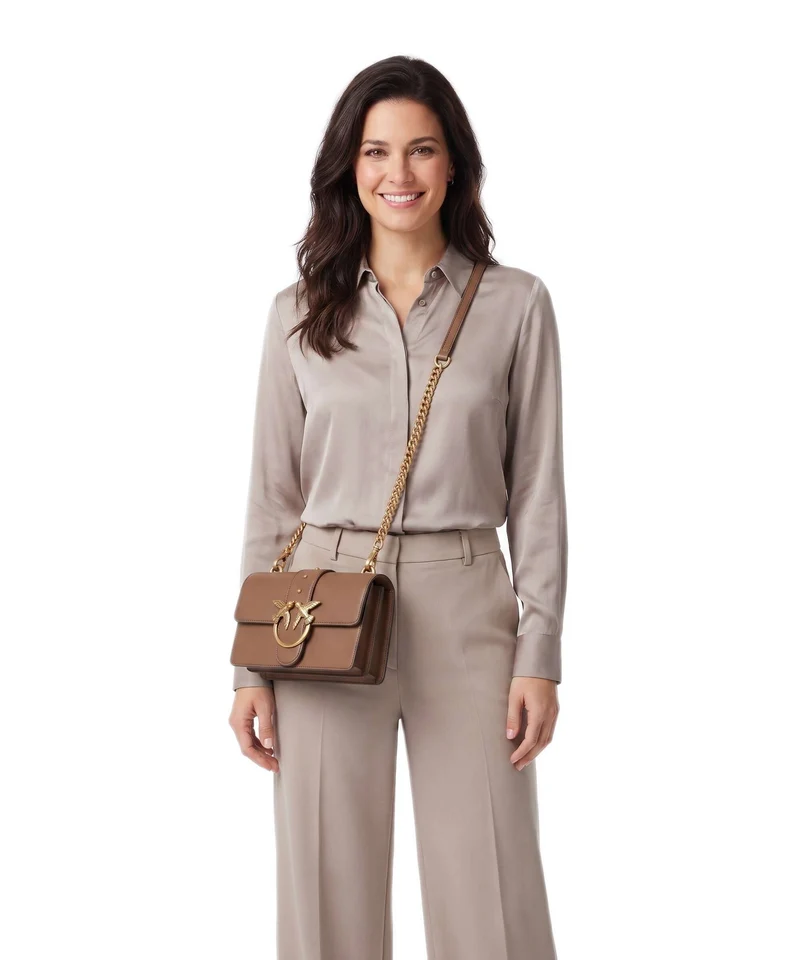 Pinko Love One Mini Bandolera marrone cognac/antique gold