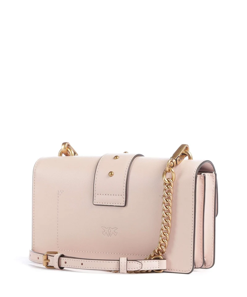Pinko Love One Mini New Buckle Bandolera rosa cammeo/antique gold