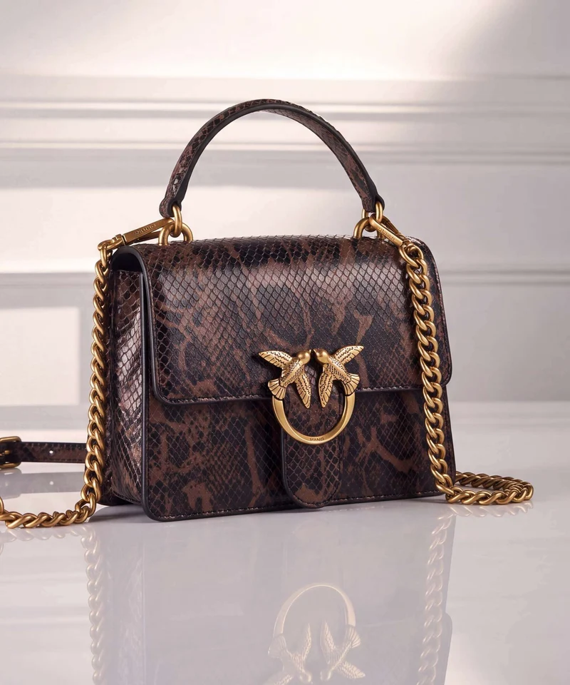 Pinko Love One Mini Bandolera roccia/marrone/antique gold