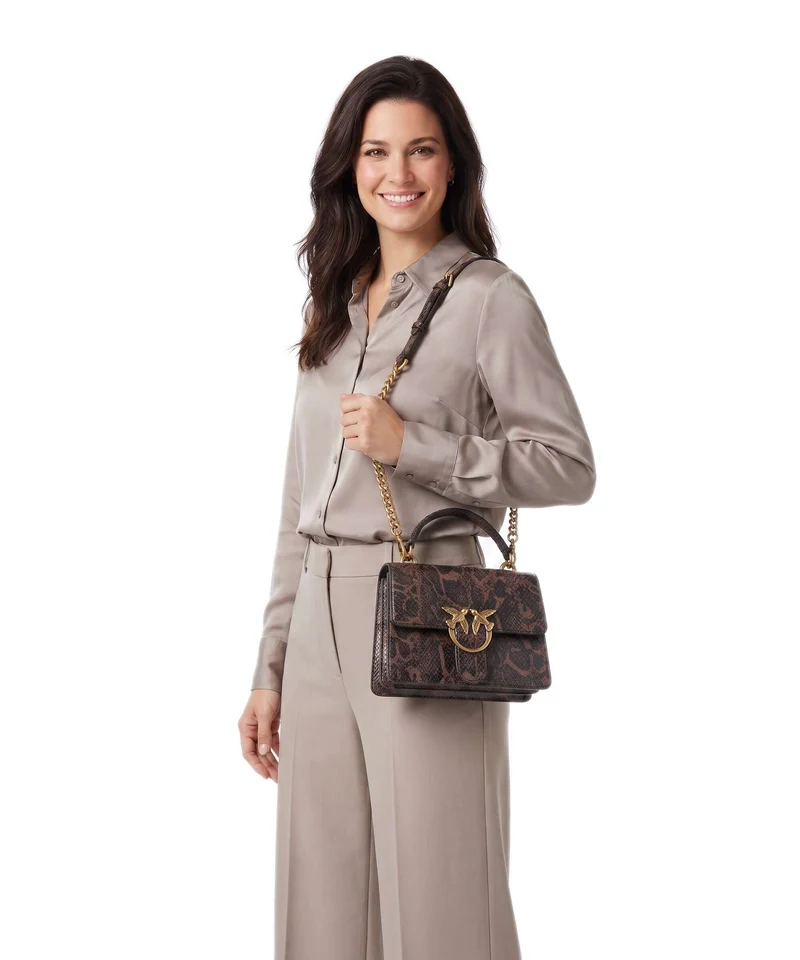 Pinko Love One Mini Bandolera roccia/marrone/antique gold