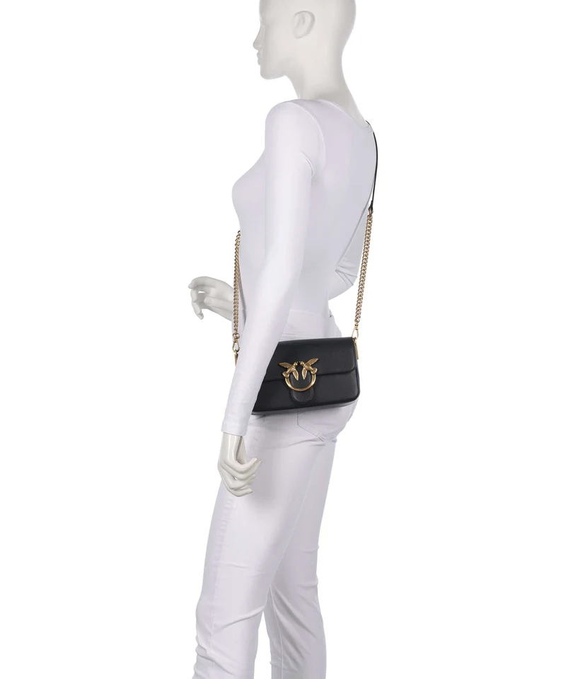 Pinko Love One Mini Slouchy Bandolera nero/antique gold