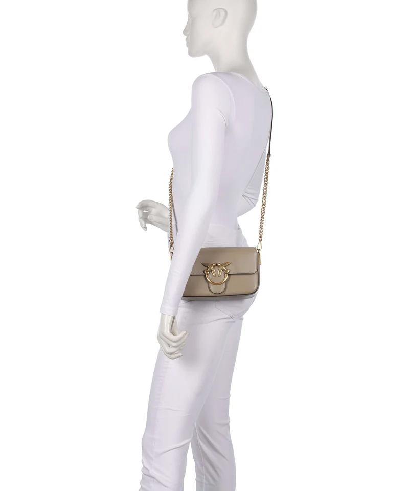 Pinko Love One Mini Slouchy Bandolera grigio talpa/antique gold