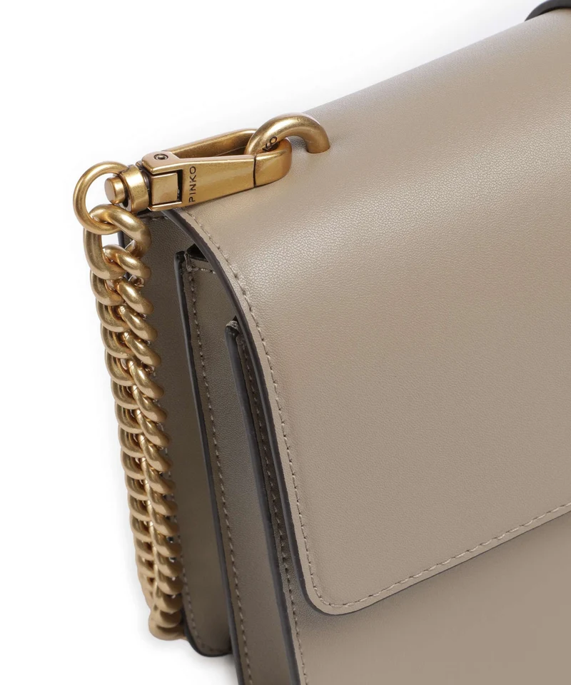 Pinko Love One Classic New Buckle Bandolera grigio talpa/antique gold