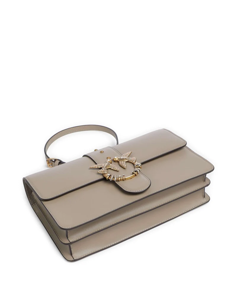 Pinko Love One Classic New Buckle Bandolera grigio talpa/antique gold