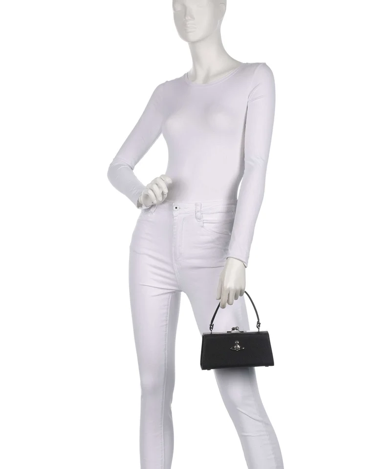 Vivienne Westwood Doll Frame Saffiano XL Bolso de mano black