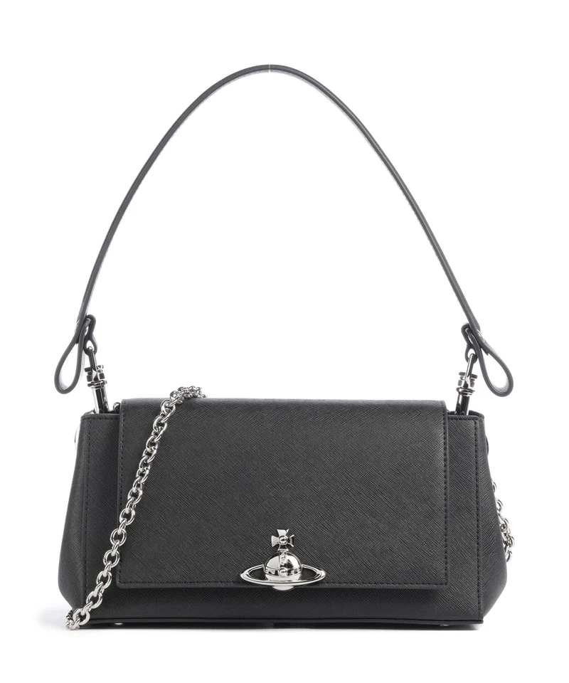 Vivienne Westwood Hazel Saffiano Plain Medium Bolso de hombro black