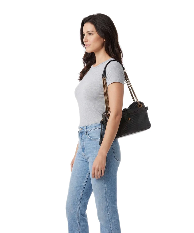 Vivienne Westwood Dolce Laser Line Medium Bolso de hombro black/beige