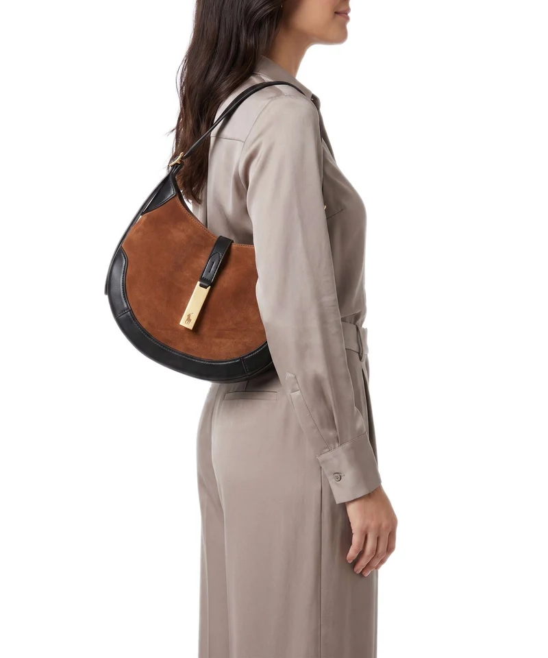 Polo Ralph Lauren ID Collection Small Bolso de hobo toffee/black
