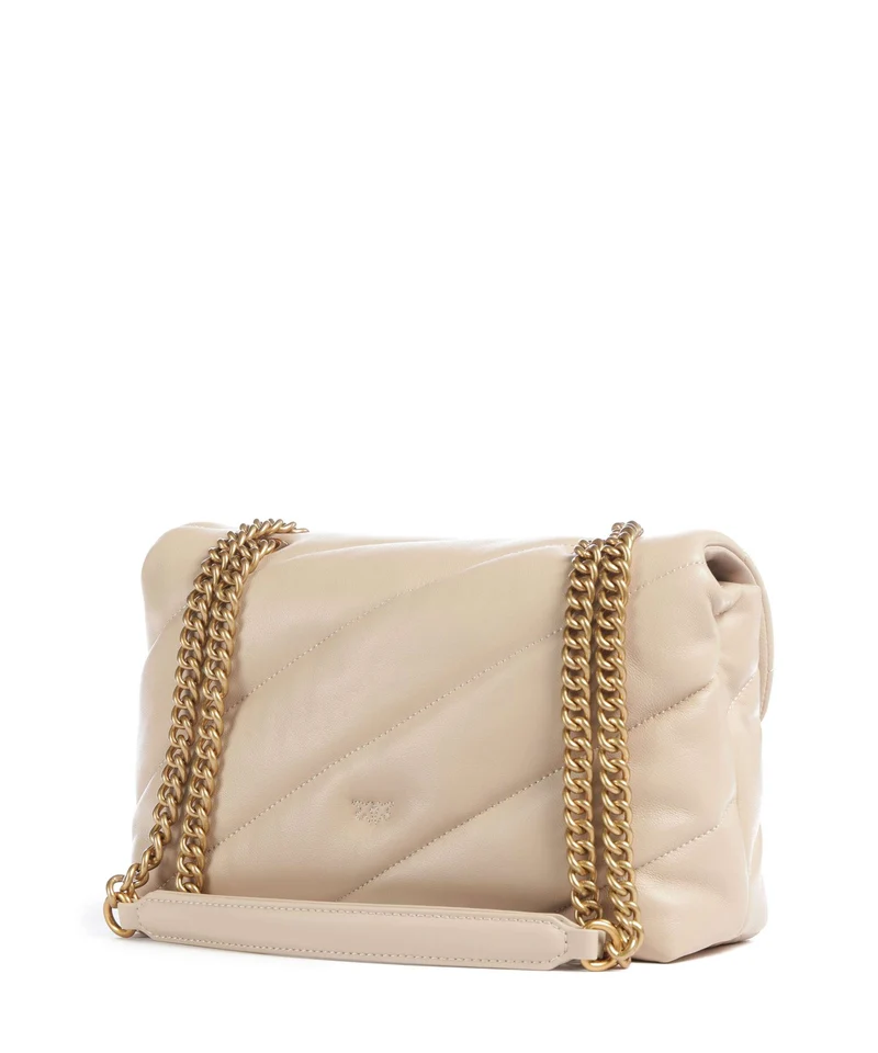 Pinko Love Puff Classic New Buckle Bolso de hombro beige/grigio fumo/antique gold