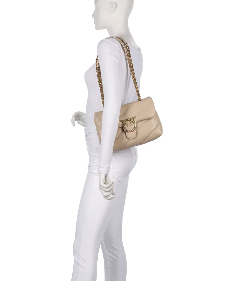 Pinko Love Puff Classic New Buckle Bolso de hombro beige/grigio fumo/antique gold