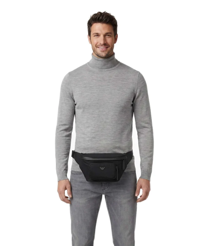 Emporio Armani Nylon Recycled Riñonera black beauty