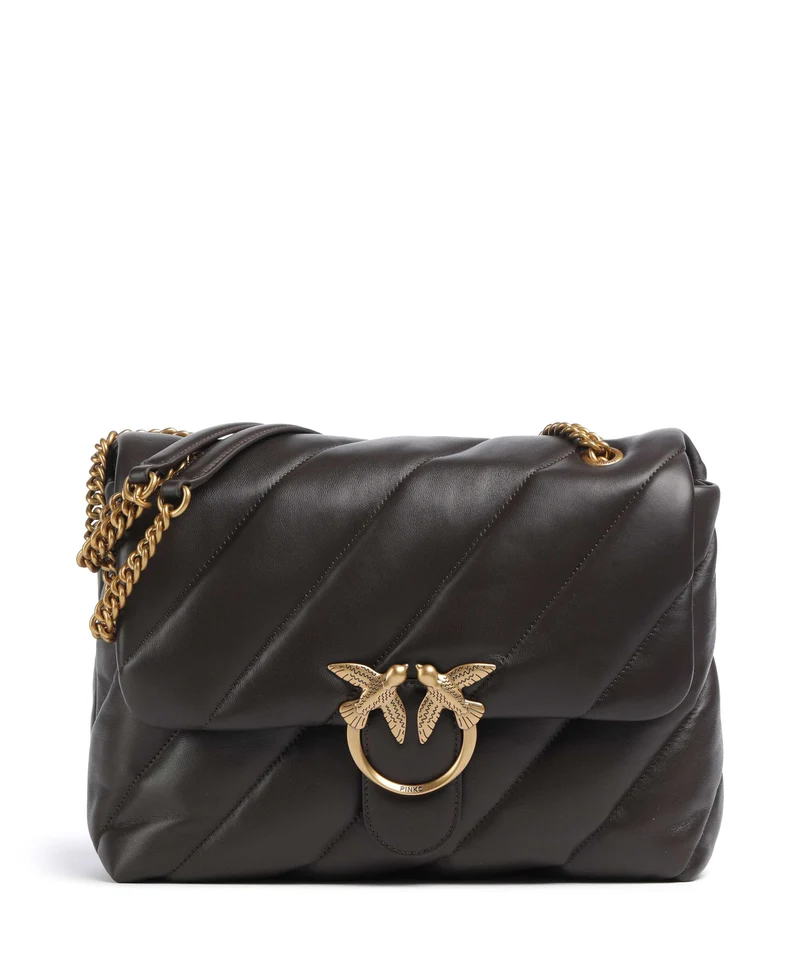 Pinko Love Puff Big Bolso de hombro marrone marasca/antique gold
