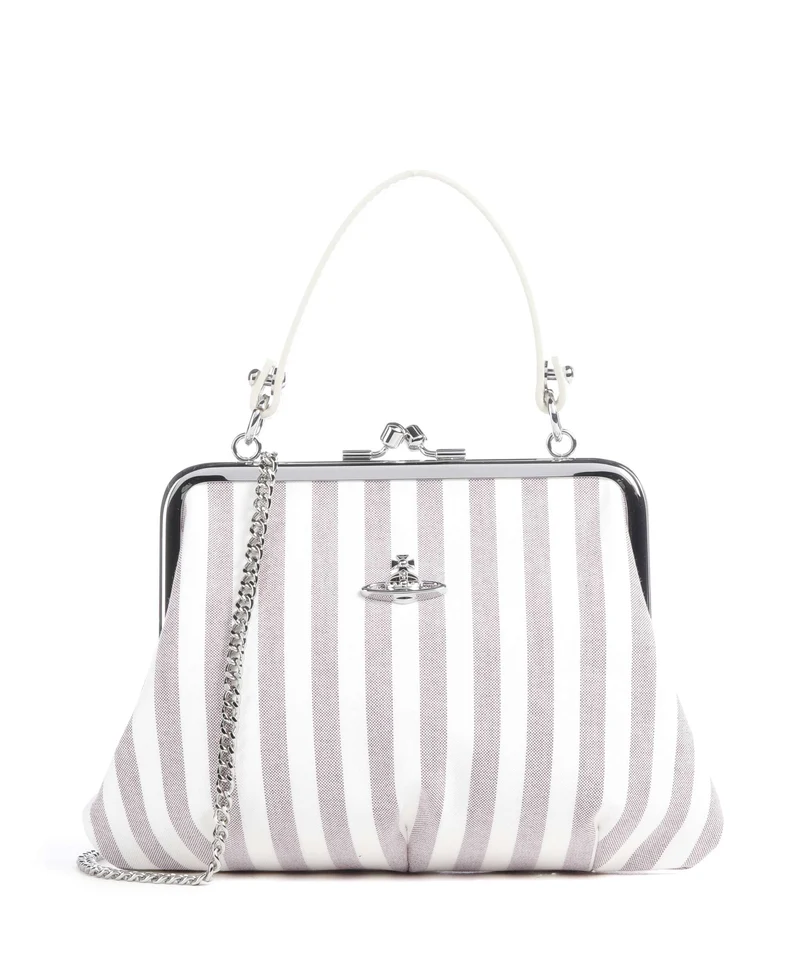 Vivienne Westwood Granny Frame Classic Oxford Shirt Bolso de mano burgundy stripe