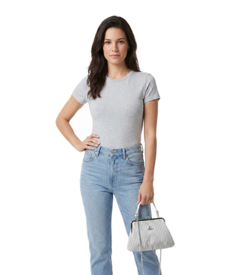 Vivienne Westwood Granny Frame Classic Oxford Shirt Bolso de mano thyme stripe