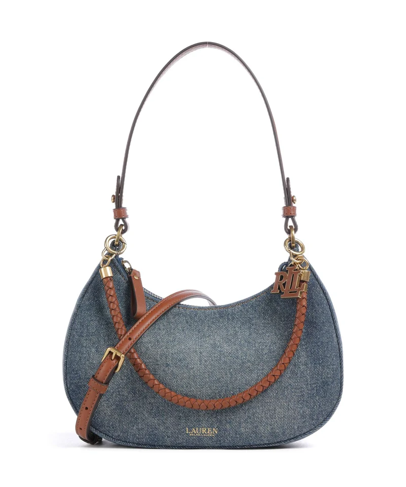 Lauren Ralph Lauren Marcy Medium Bolso de hombro oxford blue/lauren tan