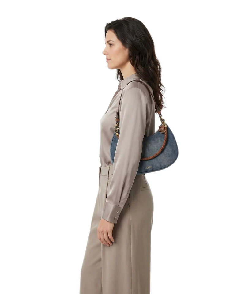 Lauren Ralph Lauren Marcy Medium Bolso de hombro oxford blue/lauren tan