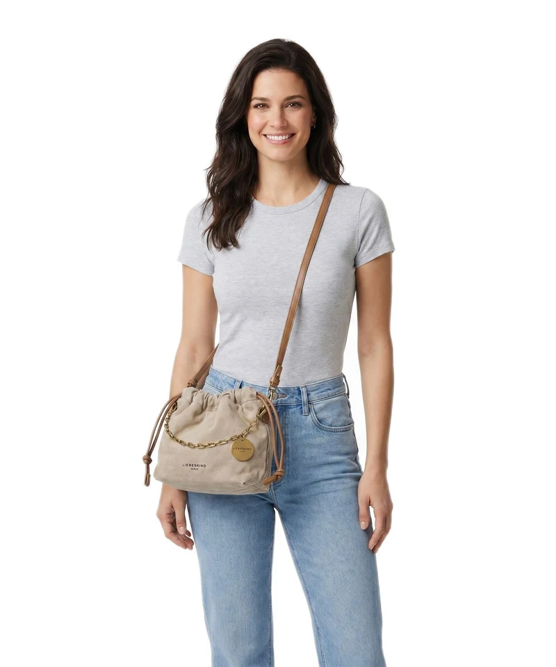 Liebeskind Lya II Denim S Bucket bolso de mano beige
