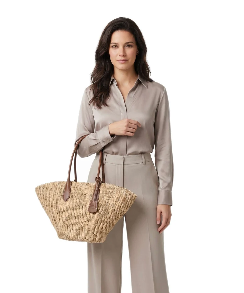 Polo Ralph Lauren Bellport Medium Bolsa shopping natural/cuoio
