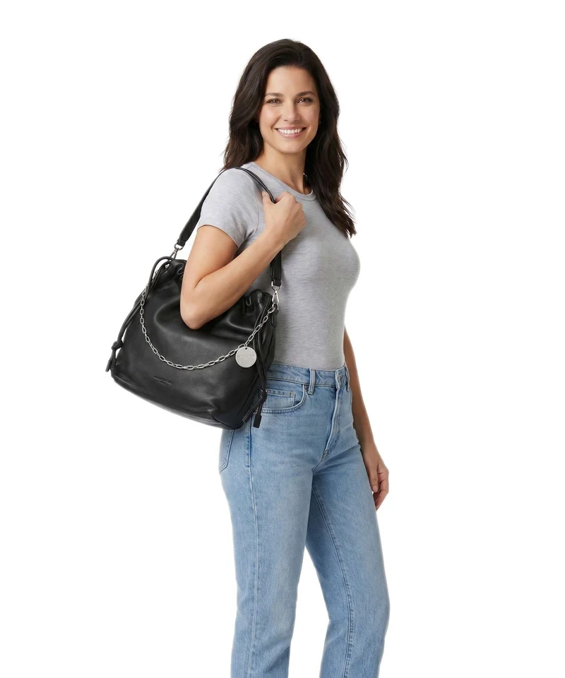 Liebeskind Lya II Small Pebble M Bucket bolso de mano black