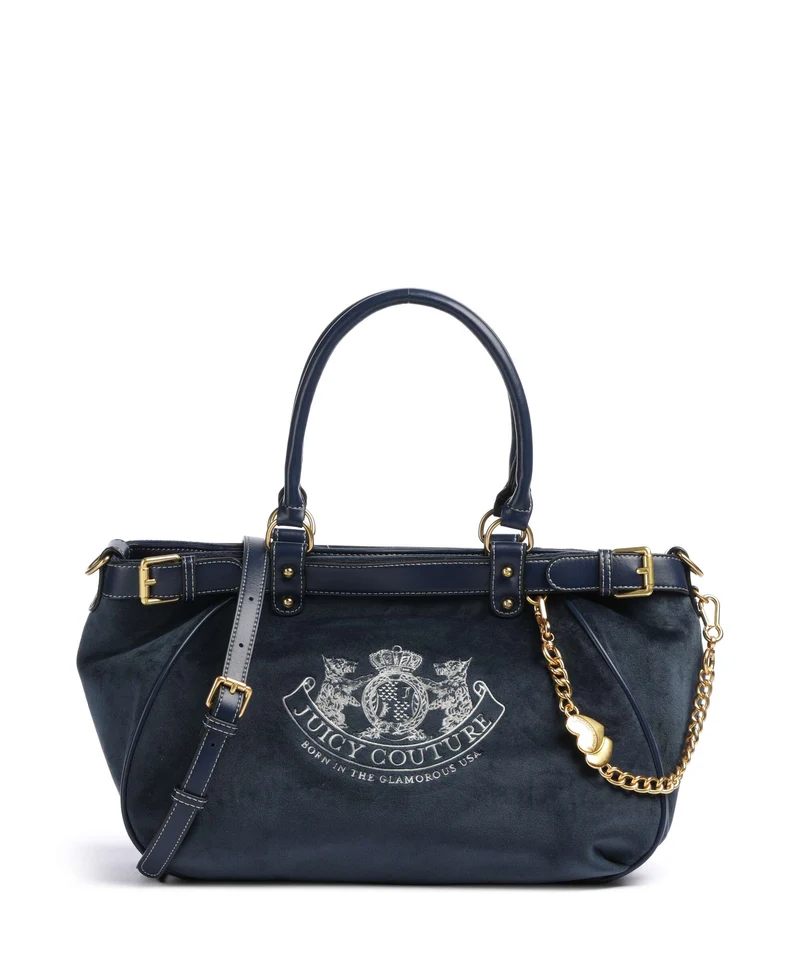 Juicy Couture Twig Narrative Velvet L Bolsa shopping blue depths