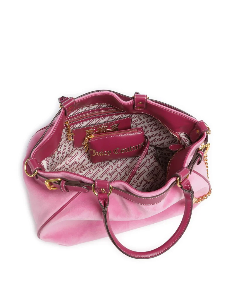 Juicy Couture Twig Narrative Velvet L Bolsa shopping super pink
