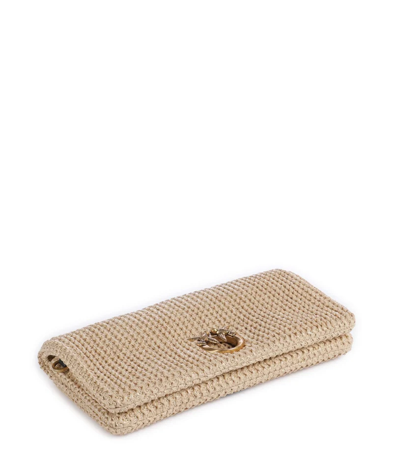 Pinko Love Click Soft Horizontal Classic Bandolera rafia/nero/antique gold