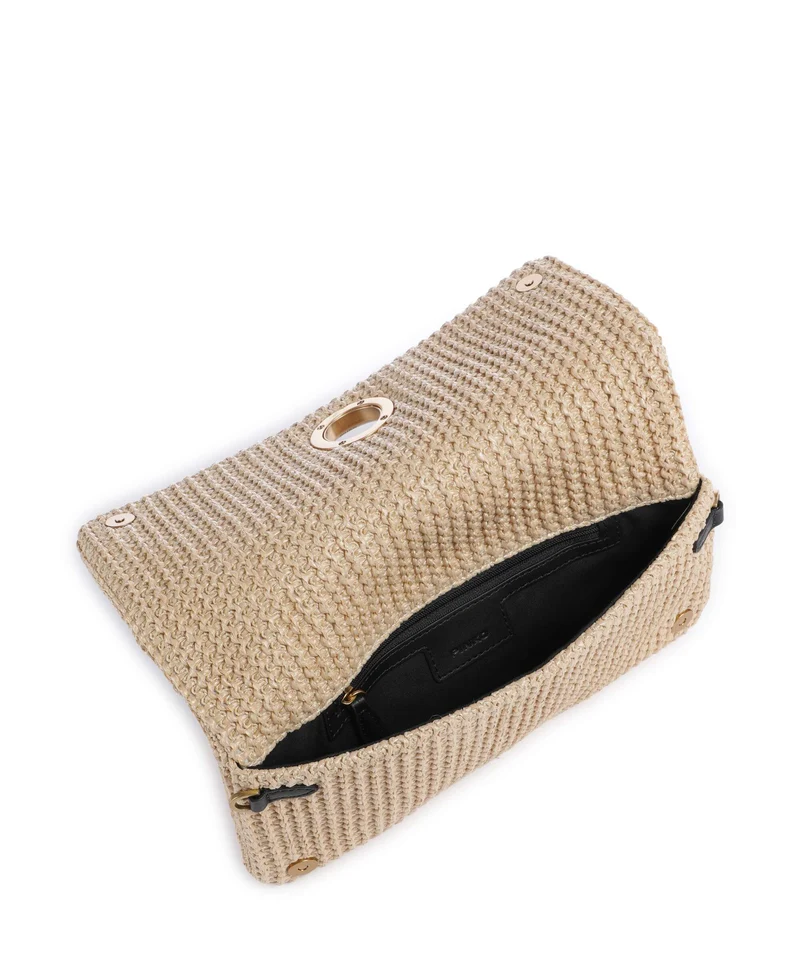 Pinko Love Click Soft Horizontal Classic Bandolera rafia/nero/antique gold