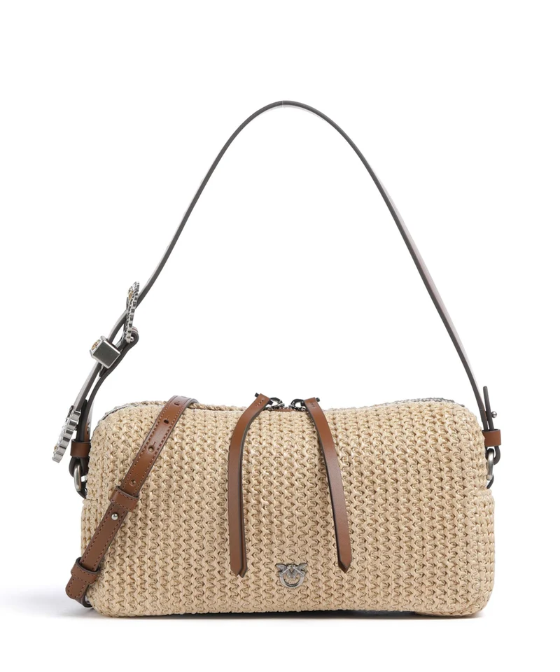 Pinko Bolso de hombro paglia/cuoio/old silver