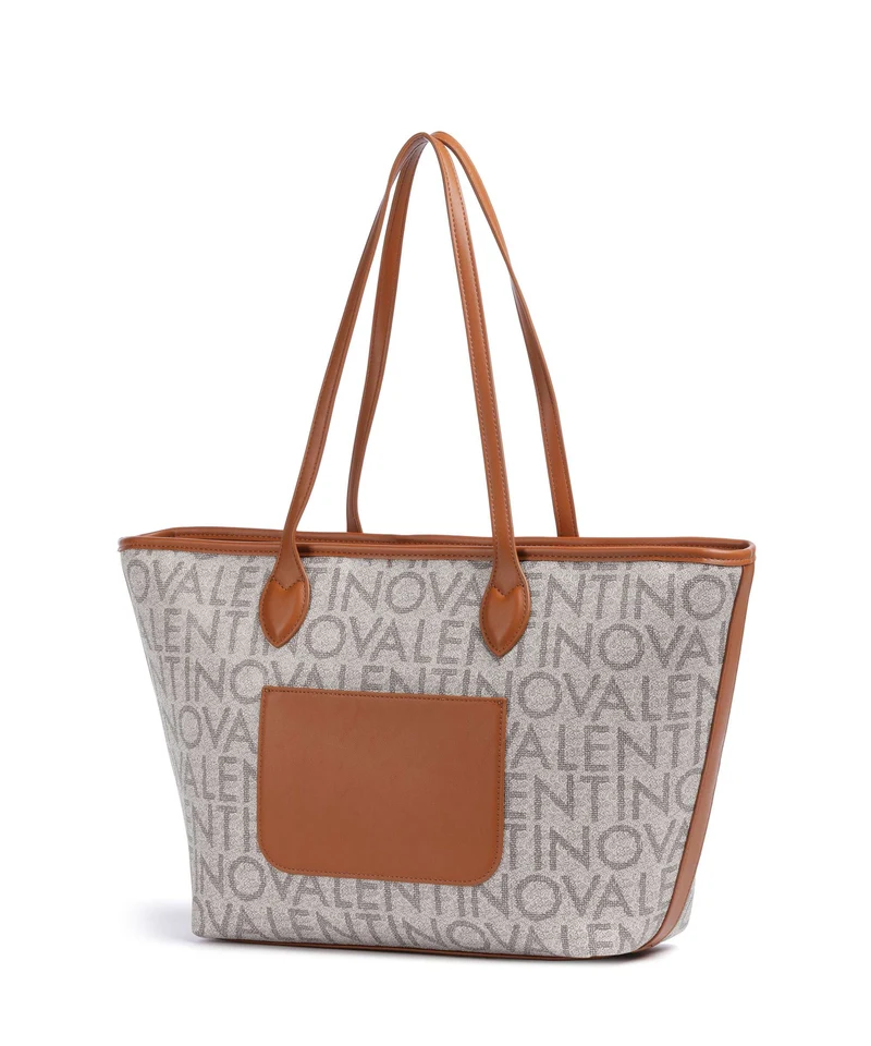 Valentino Bags Logo Bolsa shopping beige/naturale