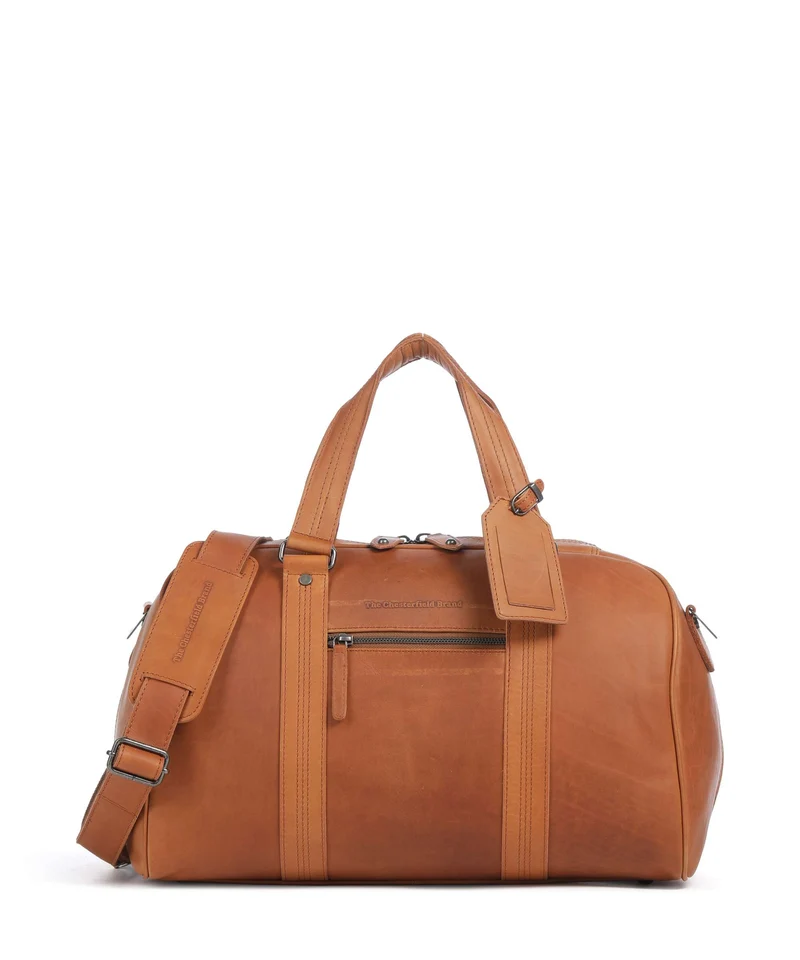 The Chesterfield Brand Wax Pull Up Cow Volenza Bolsa de fin de semana cognac