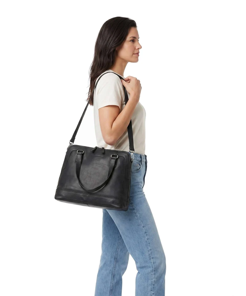 The Chesterfield Brand Wax Pull Up Cow Seron Bolso de hombro black