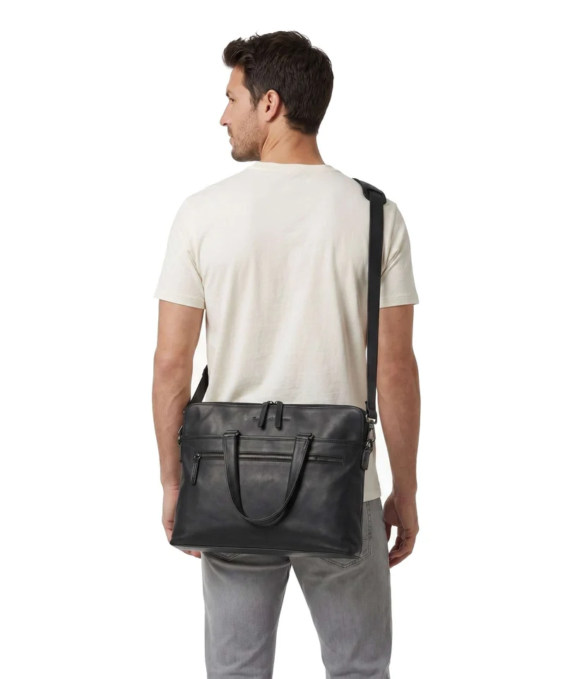 The Chesterfield Brand Wax Pull Up Cow Elvas Bolso para portátil black