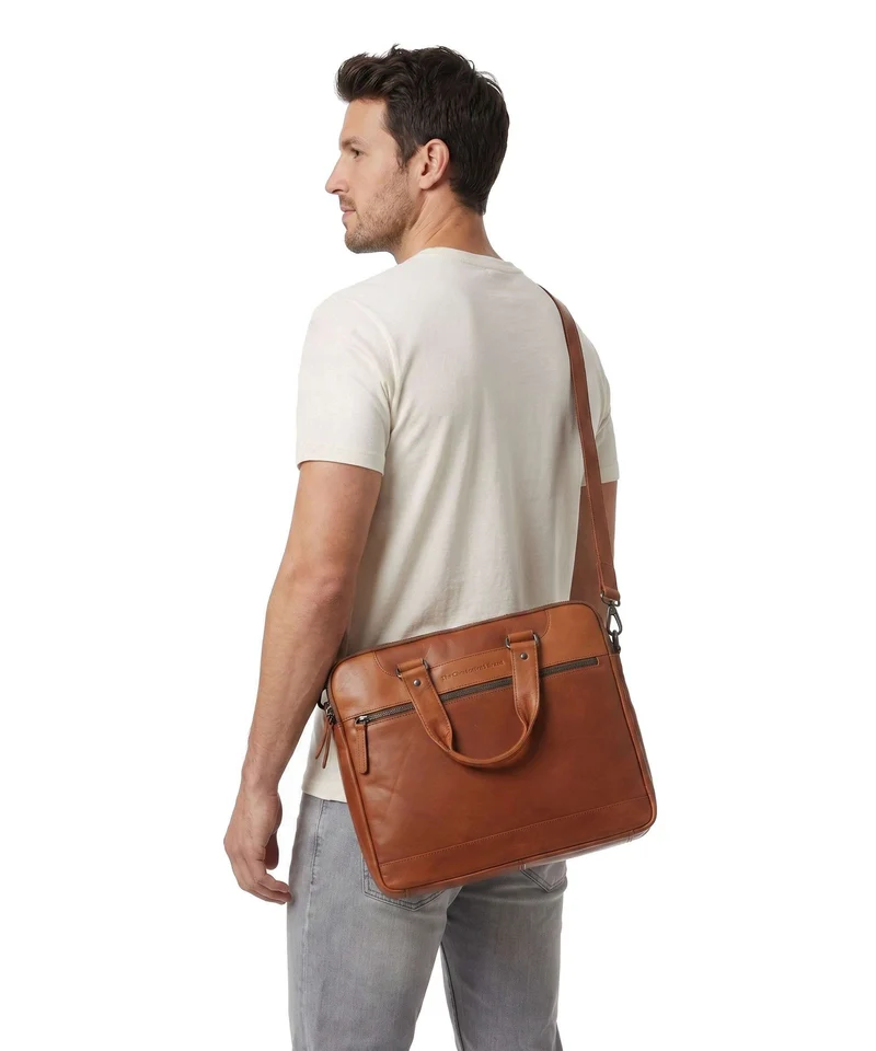 The Chesterfield Brand Wax Pull Up Cow Montara Bolso para portátil cognac