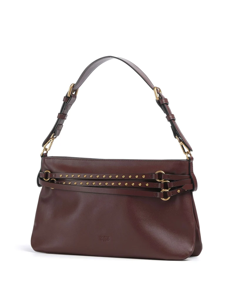 Pinko Belt Classic Bolso de hombro burgundy wine/antique gold